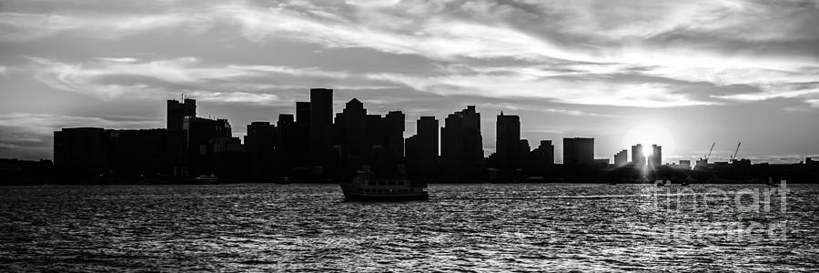 Boston Skyline Panorama Black And White Photo Photograph