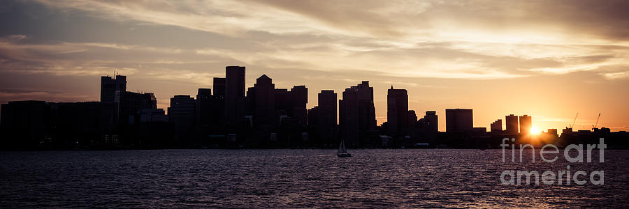 Boston Skyline Panorama Sunset Picture Photograph