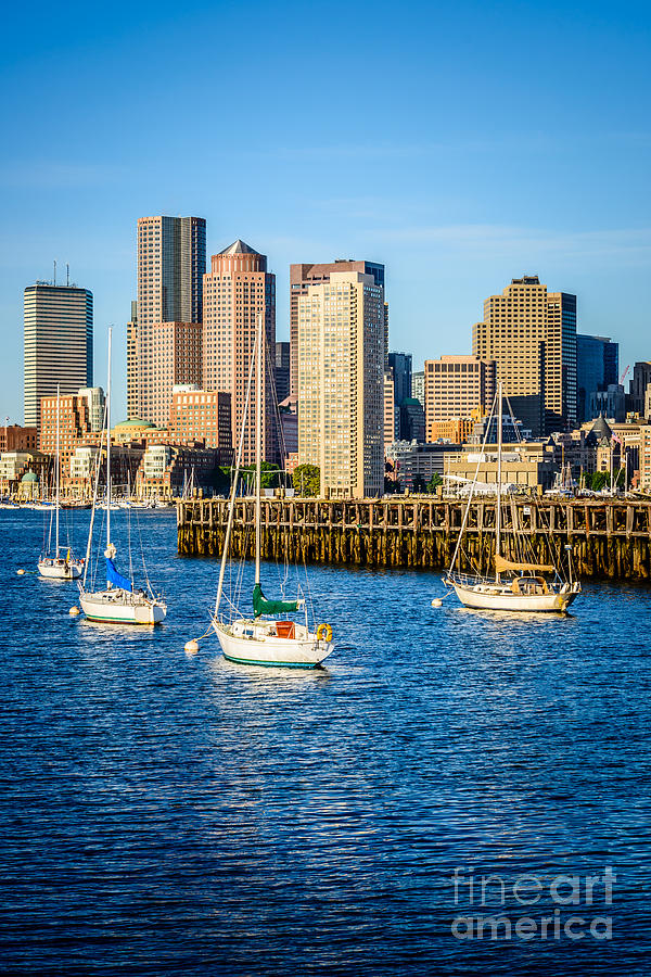 Boston Photograph - Boston Skyline Photo with Port of Boston by Paul Velgos