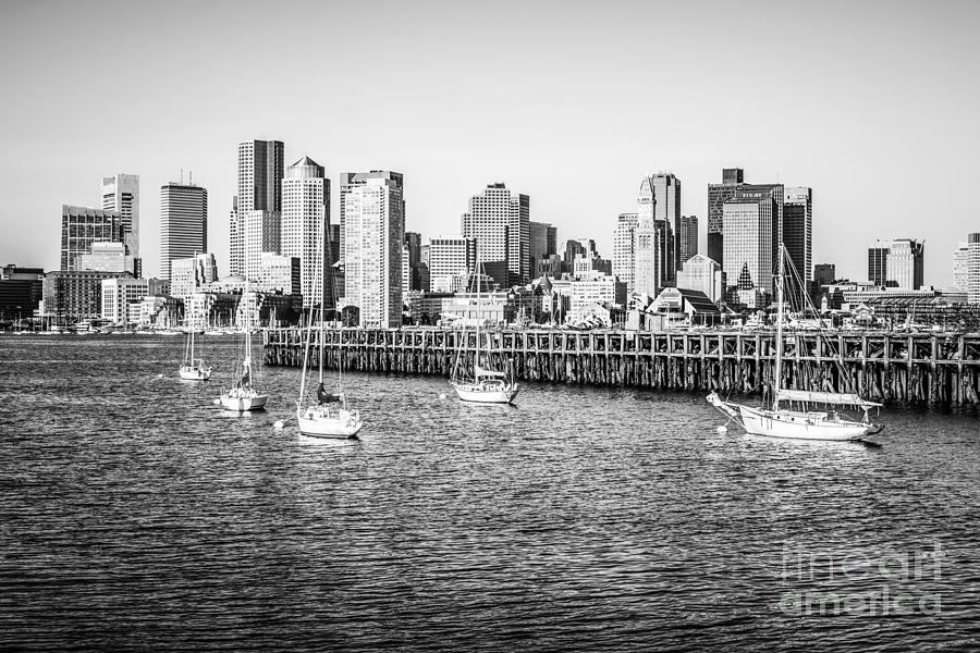 Boston Skyline Picture in Black and White Photograph by Paul Velgos
