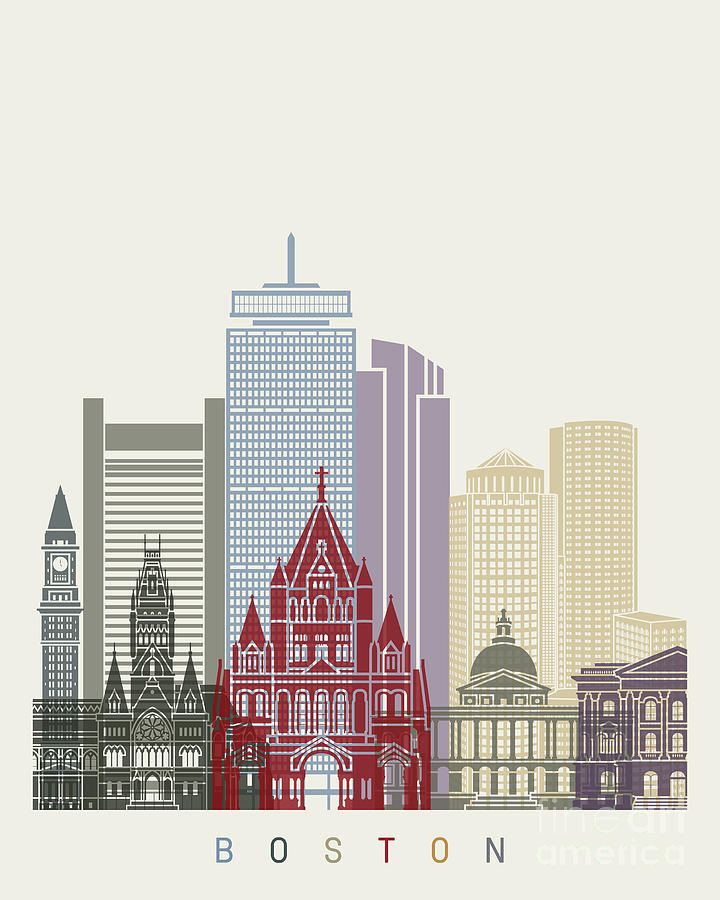 Boston Painting - Boston skyline poster by Pablo Romero