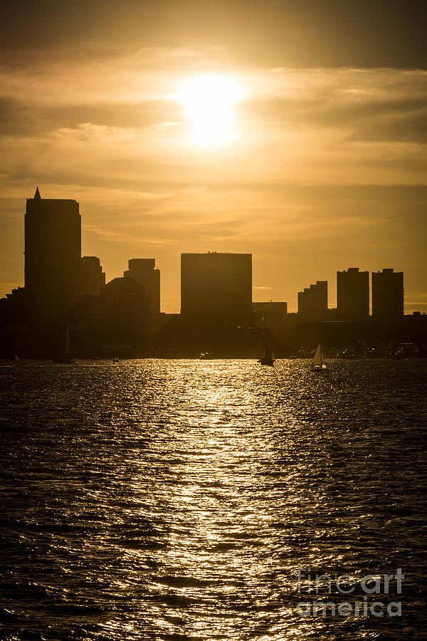 Boston Skyline Sunset Picture Photograph