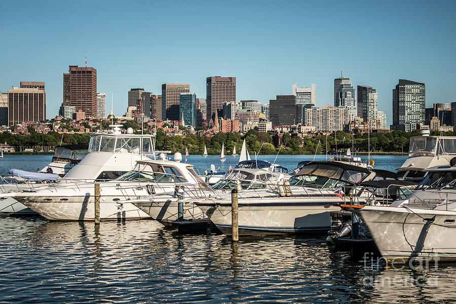 Boston Skyline with Boats Photo Photograph by Paul Velgos