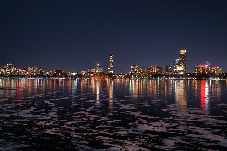 Boston Photograph - Boston skyline with Frozen Charles River by Jatin Thakkar