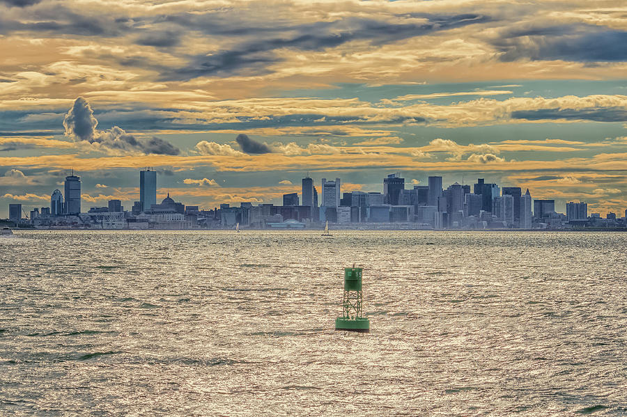 Boston Sunset And Buoy Photograph by Brian MacLean