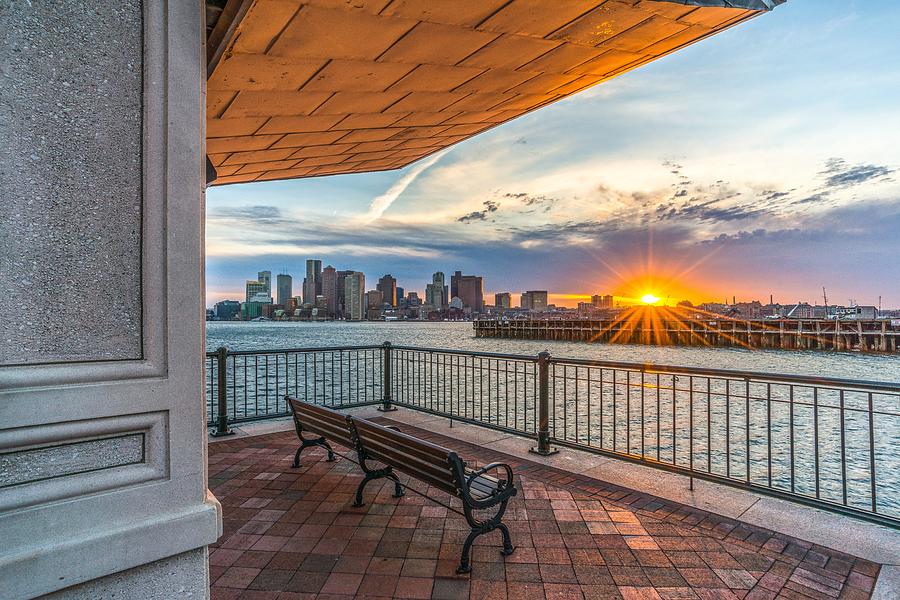Boston sunset from Piers Park East Boston MA Photograph by Bryan Xavier
