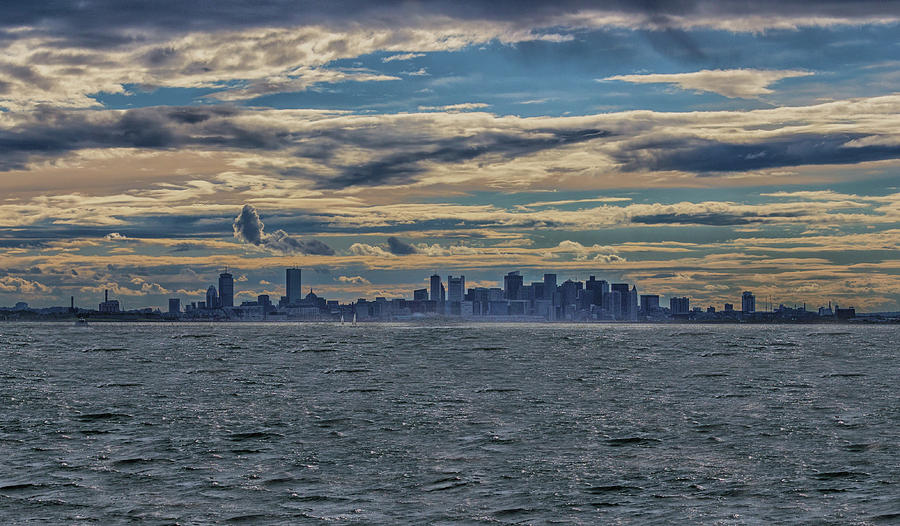 Boston Sunset From The Harbor Photograph by Brian MacLean