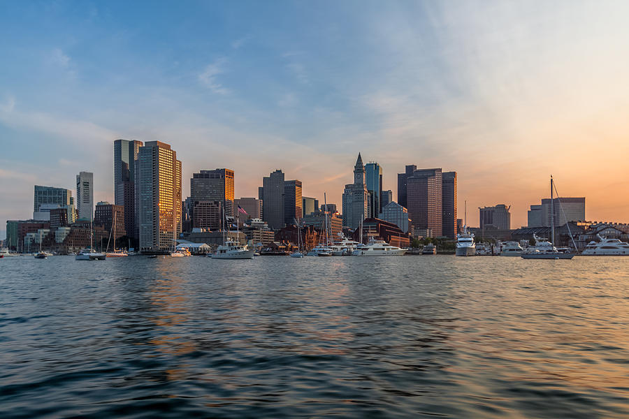 Boston Sunset from the Inner Harbor Photograph by Brian MacLean