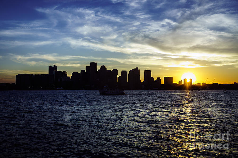 Boston Sunset With Boston Skyline Photograph