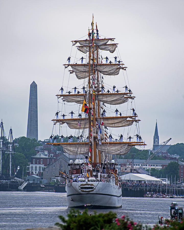 Boston Tall Ship Balancing Act Boston MA Lenny Zakim Monument Photograph by Toby McGuire