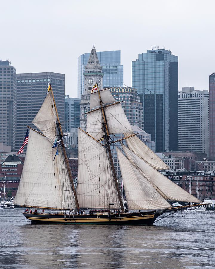 Boston Tall Ship Beautiful Sails Boston MA Custom House Photograph by Toby McGuire