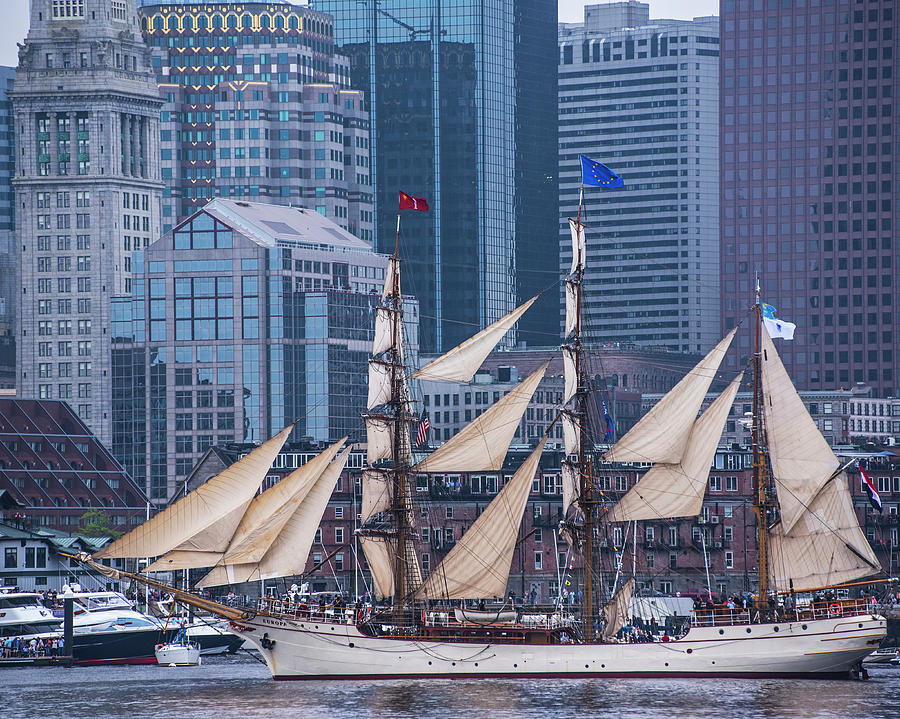 Boston Tall Ship Parade 2017 Sailboat Boston MA Watefront Photograph by Toby McGuire