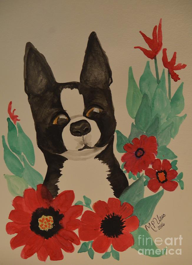 Boston Terrier 16-01 Painting by Maria Urso