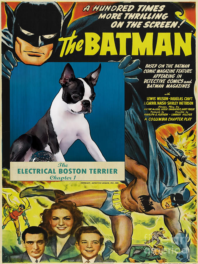 Boston Terrier Art Canvas Print -  Batman Movie Poster Painting by Sandra Sij