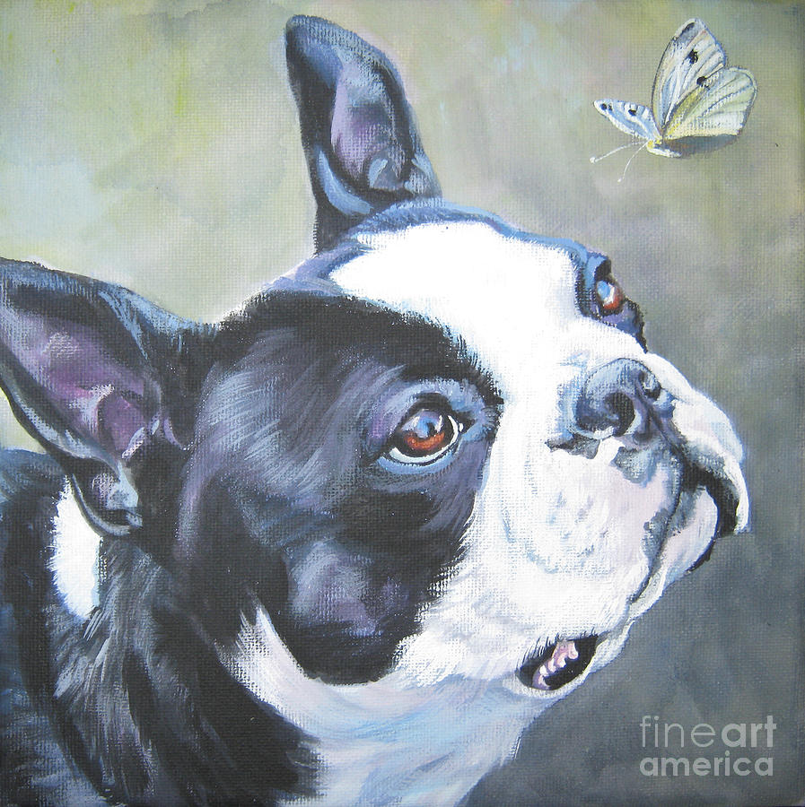 Butterfly Painting - boston Terrier butterfly by Lee Ann Shepard