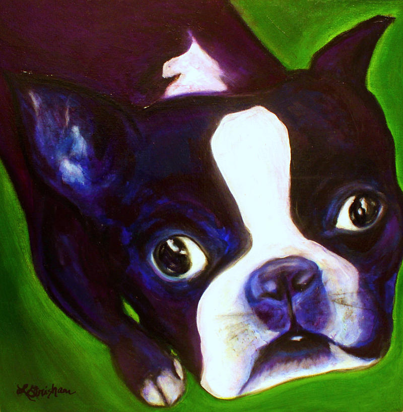 Boston Terrier - Elwood Painting by Laura  Grisham