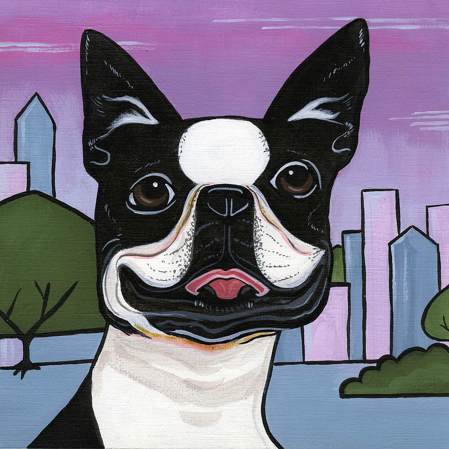 Boston Terrier Painting by Leanne Wilkes