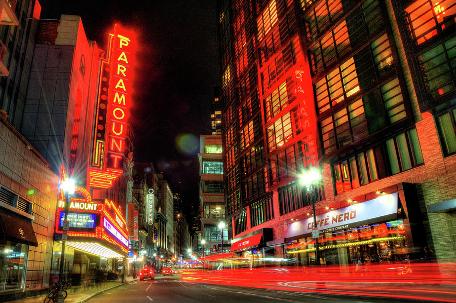 Boston Theatre District at Night Photograph by Joann Vitali