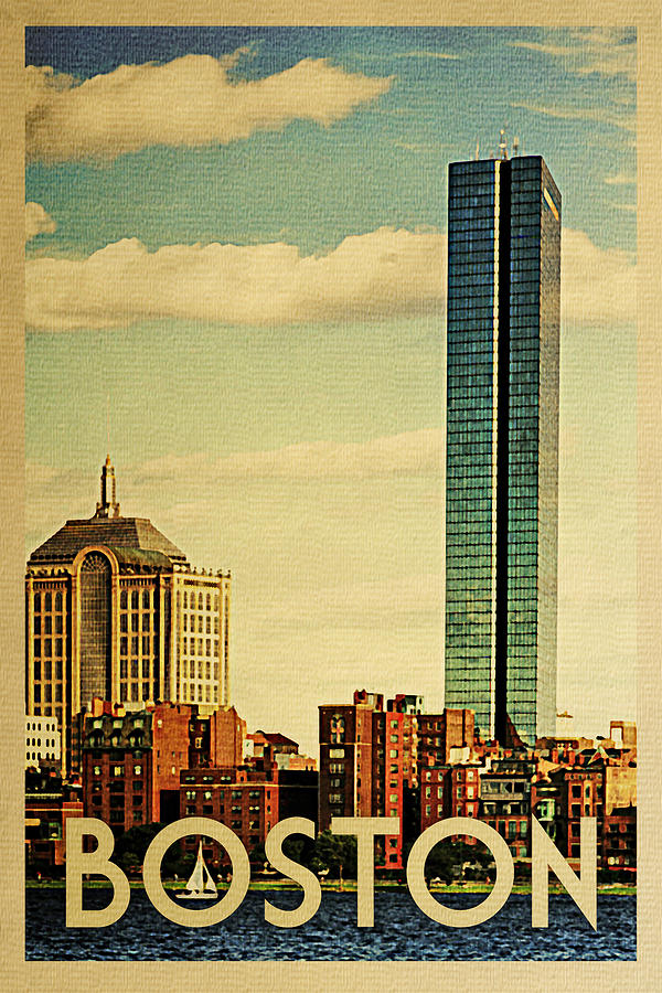 Boston Digital Art - Boston Vintage Travel Poster by Flo Karp