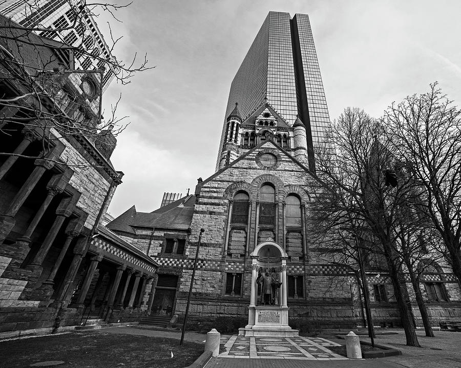 Boston Trinity Church and Hancock Building Boston MA Black and White Photograph by Toby McGuire
