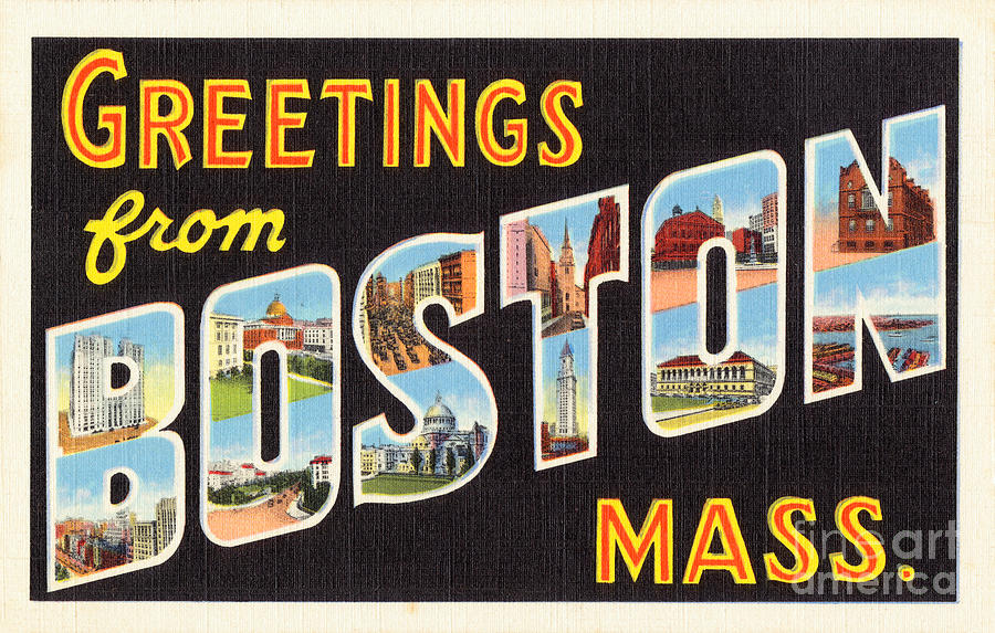 Vintage Painting - Boston Vintage Travel Postcard Restored by Vintage Treasure