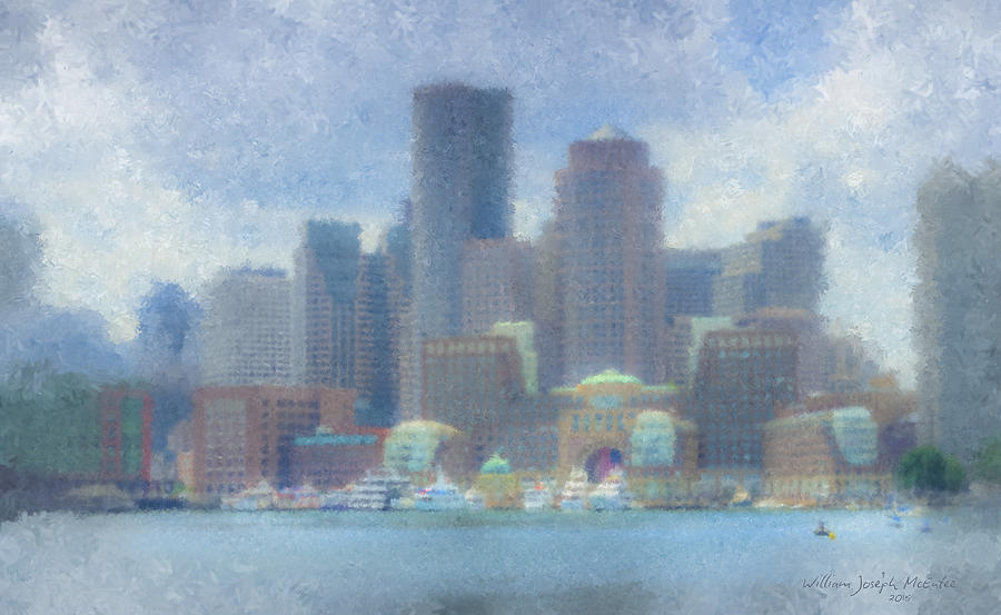 Boston Waterfront on Summer Afternoon Painting by Bill McEntee
