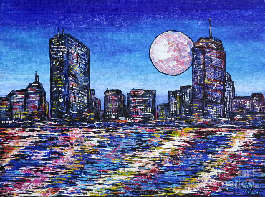 Boston with Chromatic Water Painting by Tracy Levesque