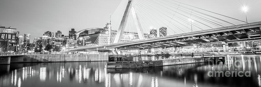 Boston Zakim Bridge Black and White Panorama Photo Photograph by Paul Velgos