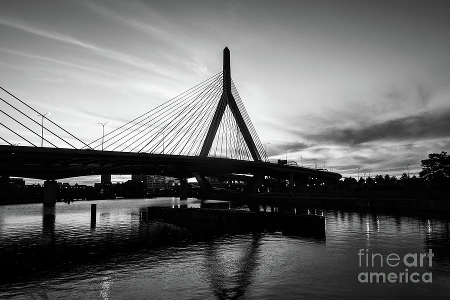 Boston Zakim Bridge Black and White Picture Photograph by Paul Velgos