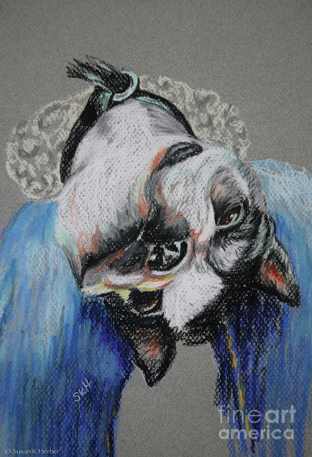 Bostons And Blue Jeans Pastel by Susan Herber