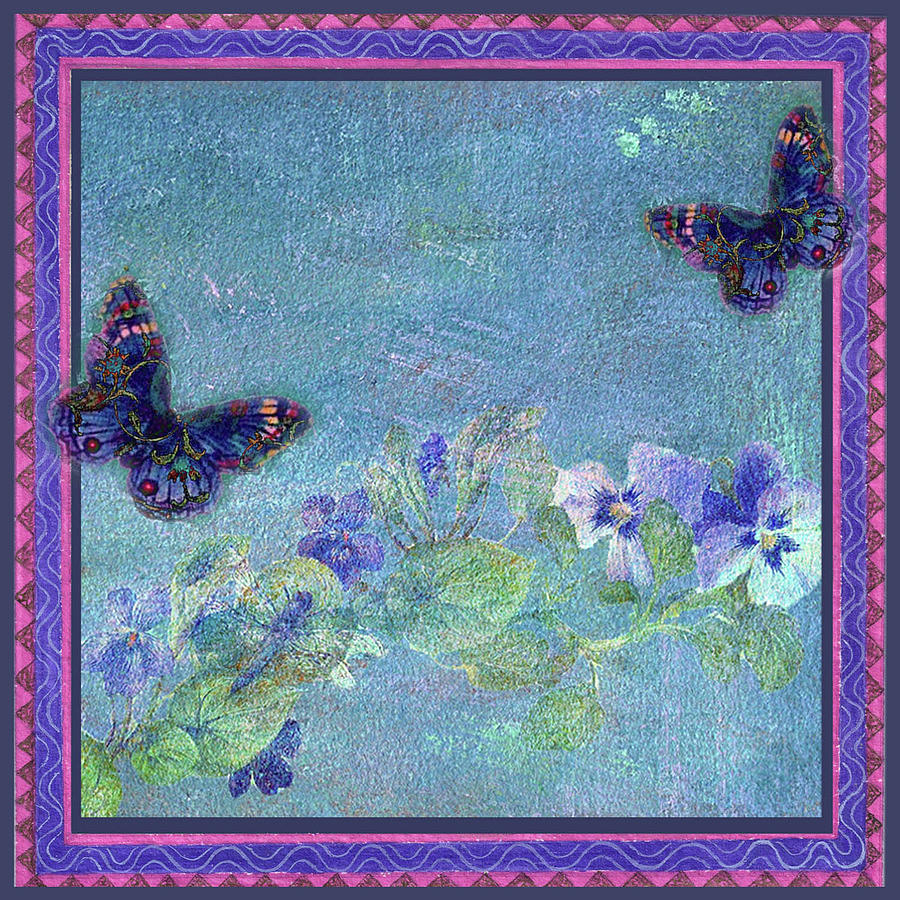 Botanical and Colorful Butterflies Painting by Judith Cheng