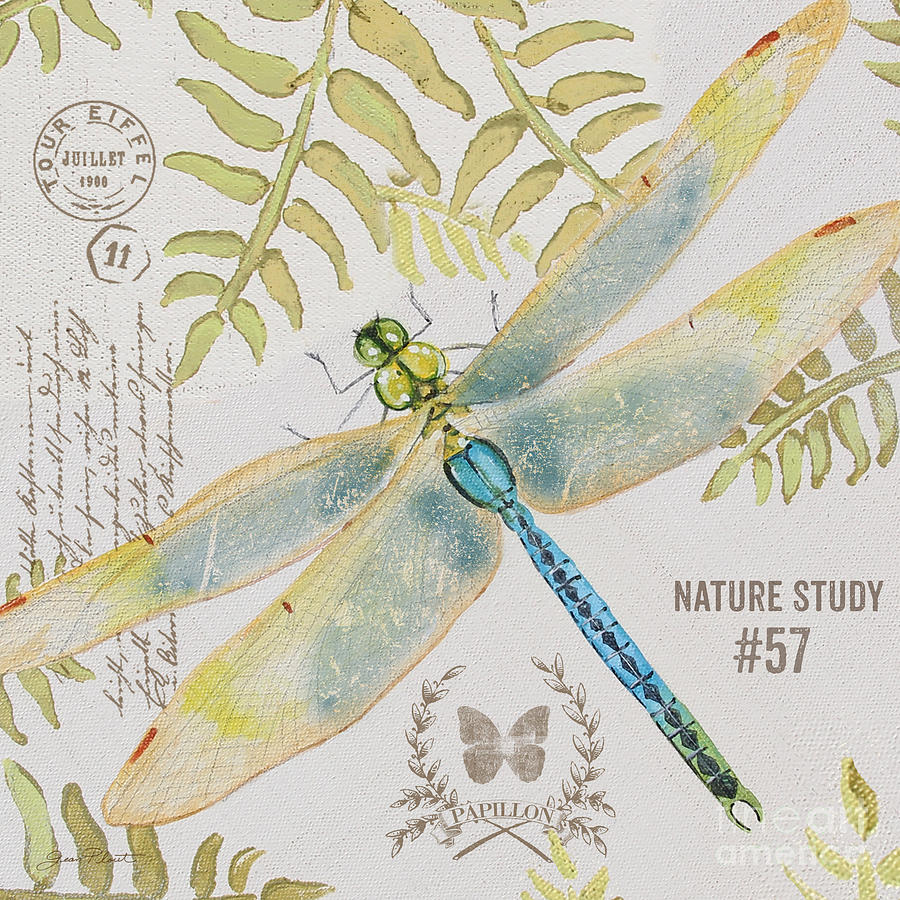 Botanical Dragonfly-JP3418 Painting by Jean Plout