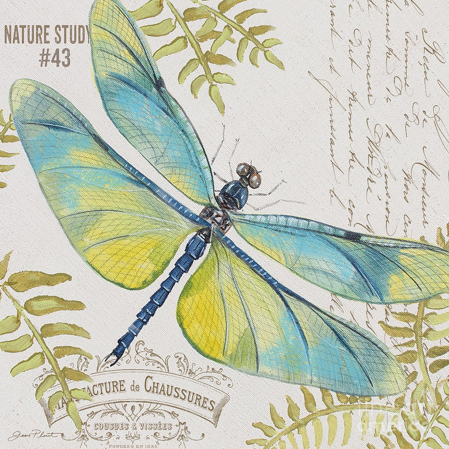 Botanical Dragonfly-JP3423B Painting by Jean Plout