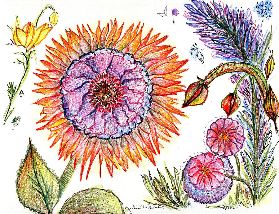 Botanical Flower-50 Painting by Julie Richman Botanical Flower-50 Painting by Julie Richman