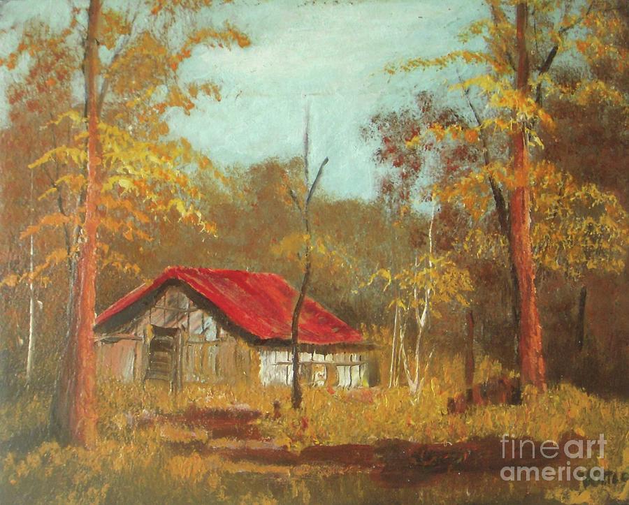 Barn in the Forest Painting by Vesna Antic