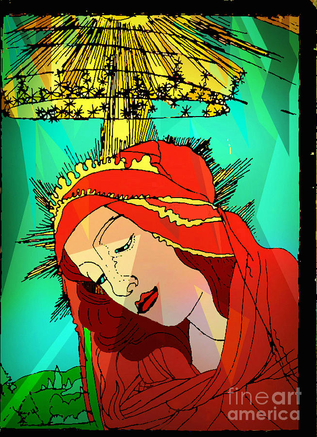Botticelli Madonna Abstract Background Digital Art by Genevieve Esson