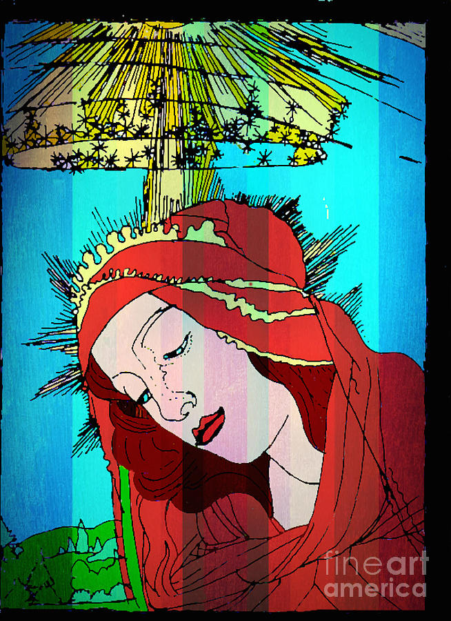 Madonna Painting - Botticelli Madonna in Vertical Stripes by Genevieve Esson