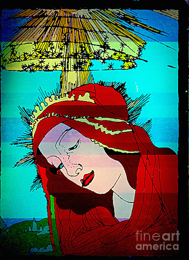 Botticelli Madonna Layered Digital Art by Genevieve Esson