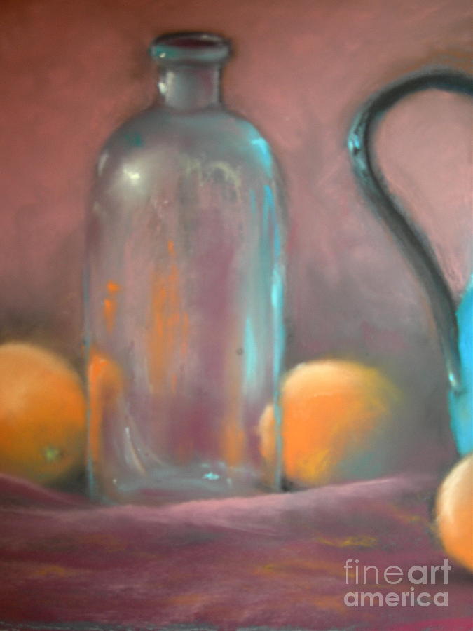Bottle and oranges Pastel by Joyce Guariglia