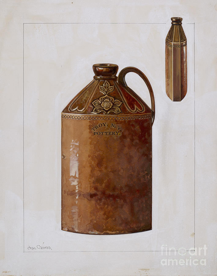 Bottle Drawing by Charles Caseau