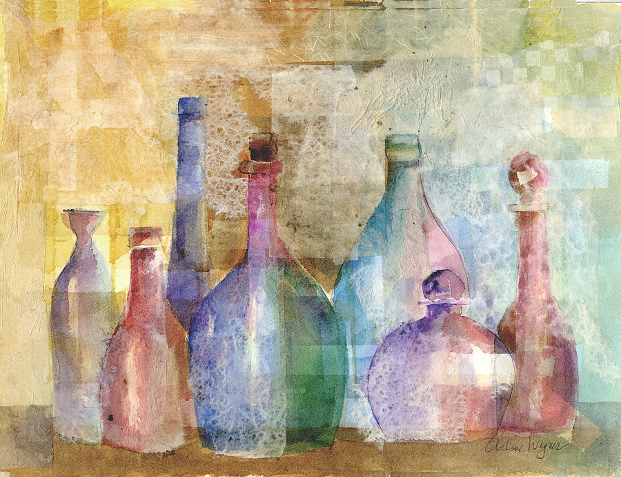 Bottle Collage Mixed Media by Arline Wagner