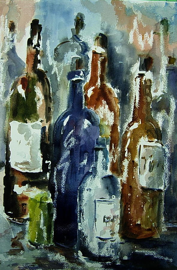 Bottle in a Dusty Cellar Painting by Wilfred McOstrich