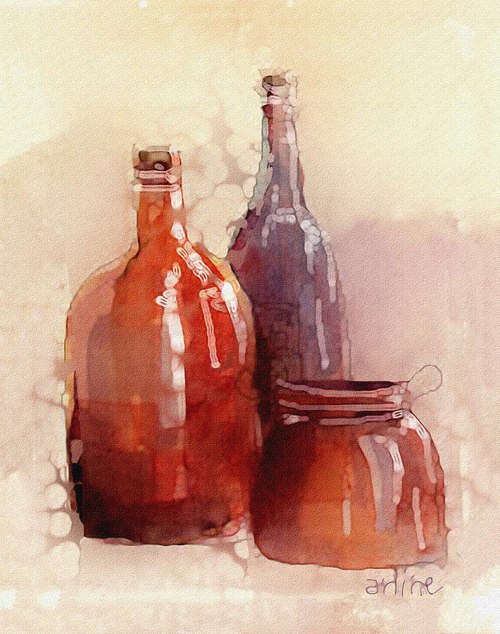 Bottle Jug And Jar Digital Art by Arline Wagner