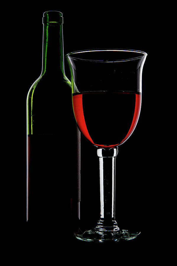 Bottle of Wine and Glass. Photograph by John Paul Cullen