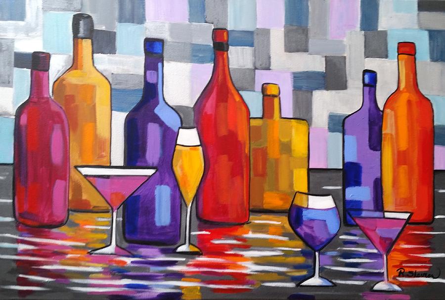 Bottle of Wine Painting by Rosie Sherman