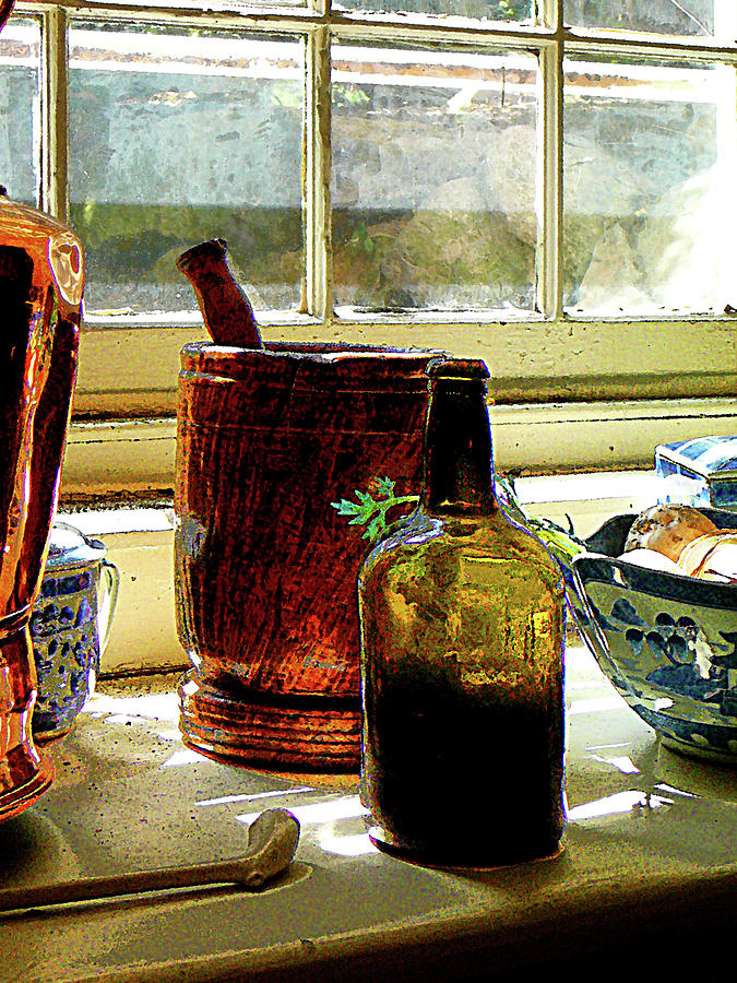 Bottle Photograph - Bottle with Mortar and Pestle by Susan Savad