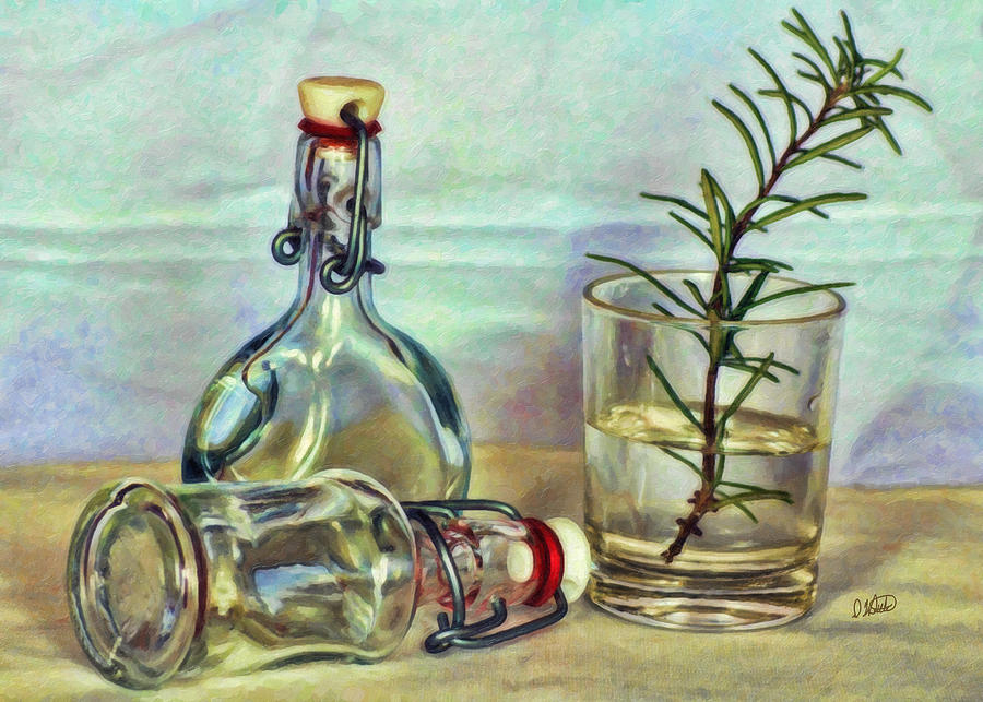 Bottles and Rosmary Painting by Dean Wittle
