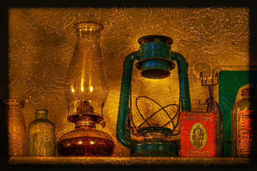 Vintage Photograph - Bottles and Lamps by Evelina Kremsdorf