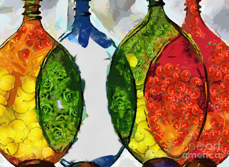 Bottles And Spoons Veggie-licous Painting