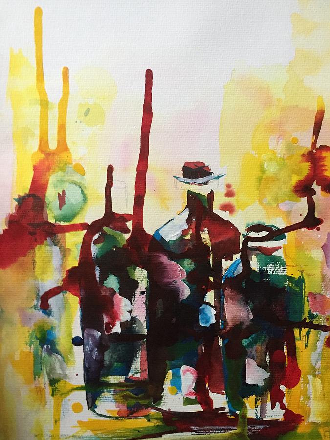 Bottles Abstract Watercolor Painting by Britta Zehm